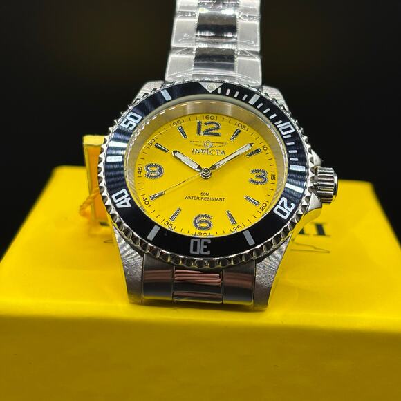 Invicta Specialty 49345 Men 40mm Yellow Dial Black Bezel Stainless Steel Quartz - Picture 8 of 17